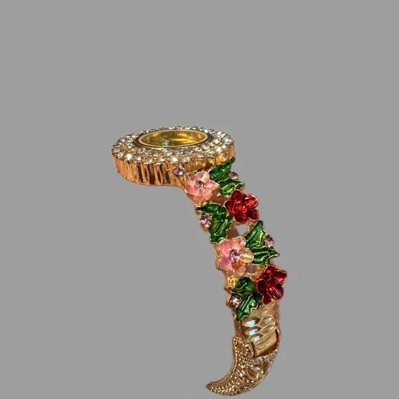 Strada Gold Floral Women's Watch with Crystal Accents - Picture 3 of 5